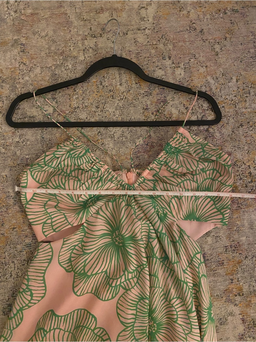 AMUR Kalyan Cutout Maxi Dress Pink with Green Floral Print - Picture 7 of 9